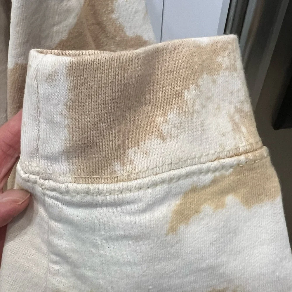 Tan & Off White/Lt Cream Tie Dye VIBES SPEAK LOUDER THAN WORDS Hoodie Sweatshirt - Picture 11 of 14